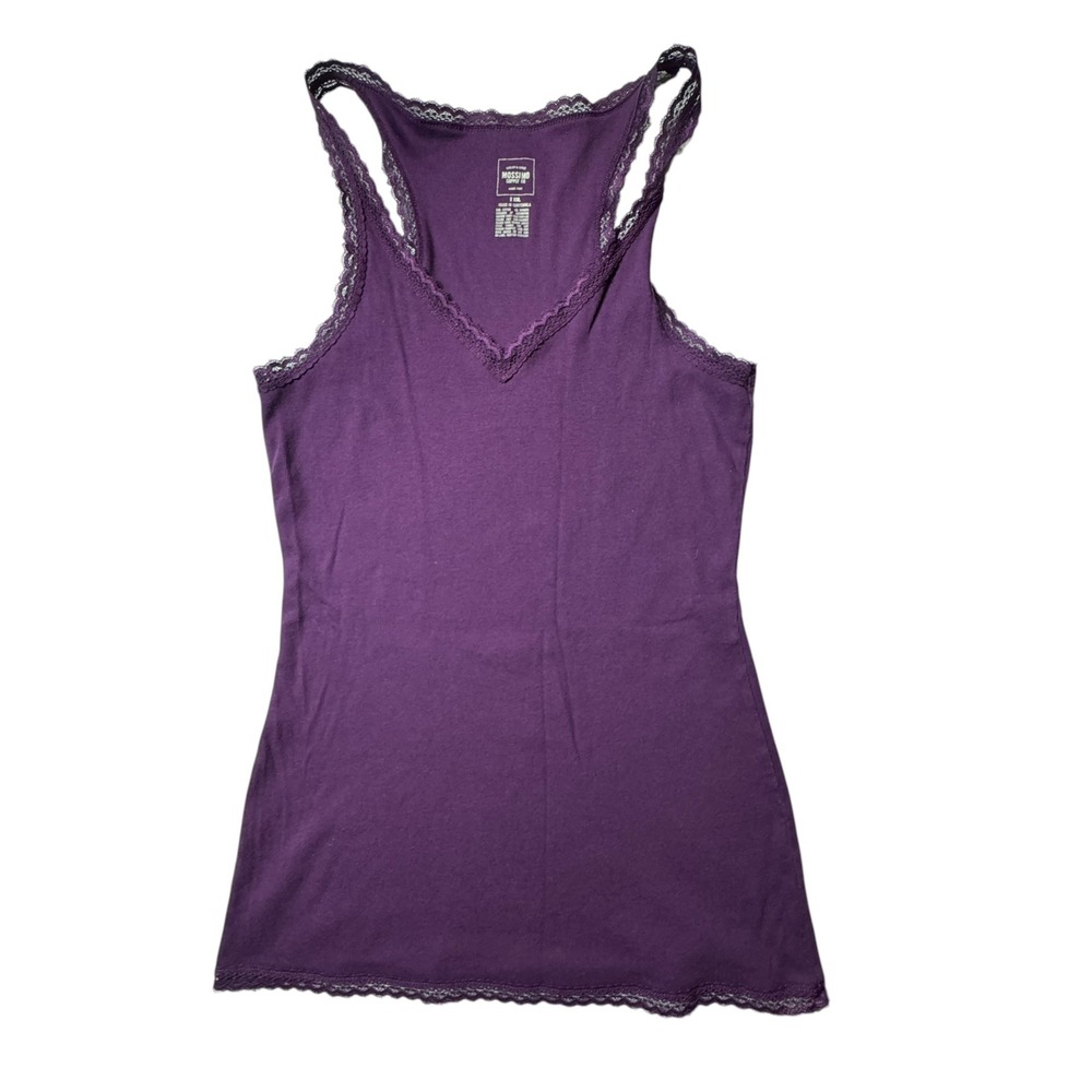 Mossimo Tank Top Women XXL Purple Lace Trim Racerback Y2K Coquette Long